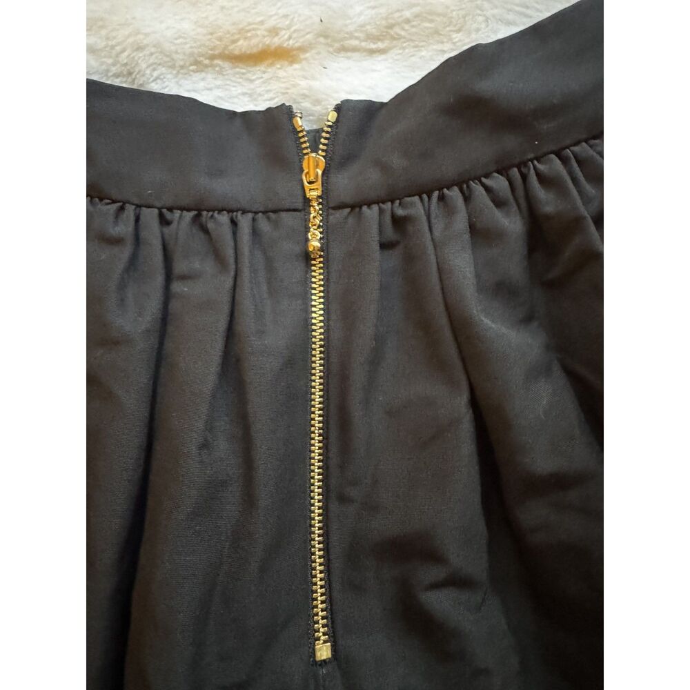 Kate Spade New York Pleated Mini Skirt Black Cotton Silk Size 0 Full A Line - Picture 3 of 6